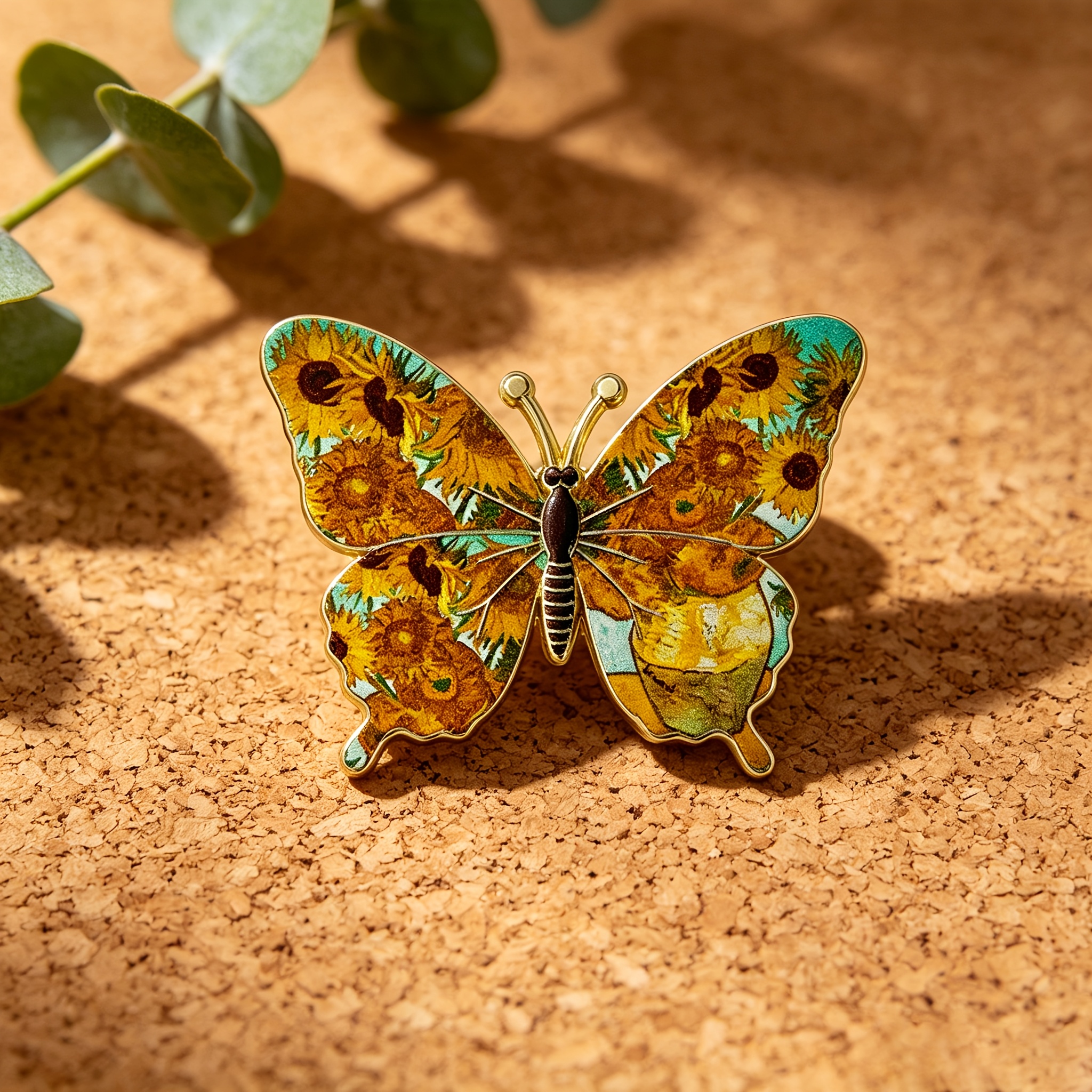 Van Gogh 'Sunflowers' Butterfly Metal Enamel Pin